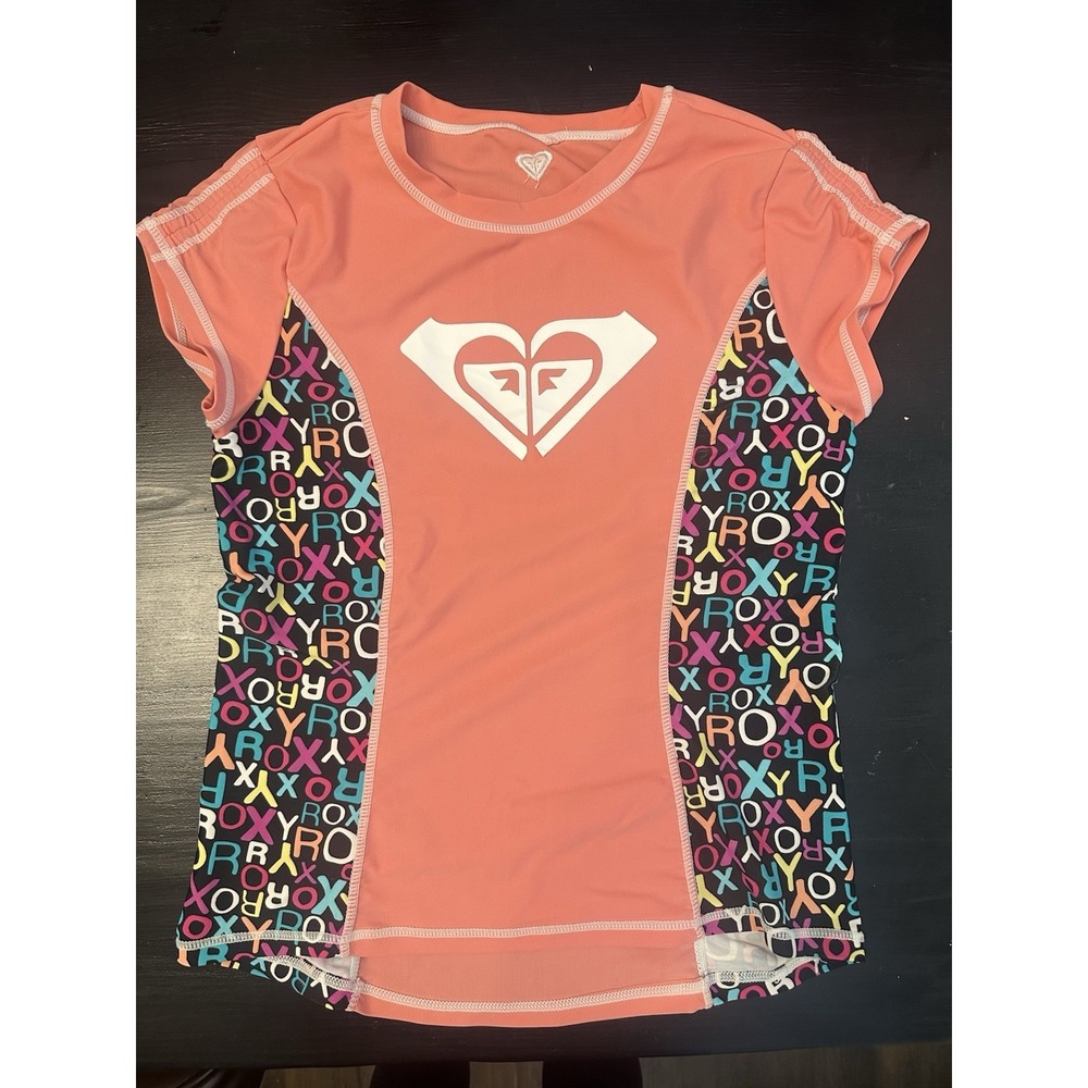 Vtg Y2K Roxy Logo Pink Rashguard‎ Size Small